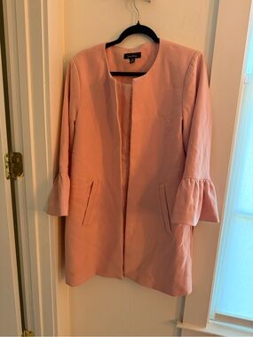 Lea & Viola Soft Pink Bell-Sleeve Open Front Blazer